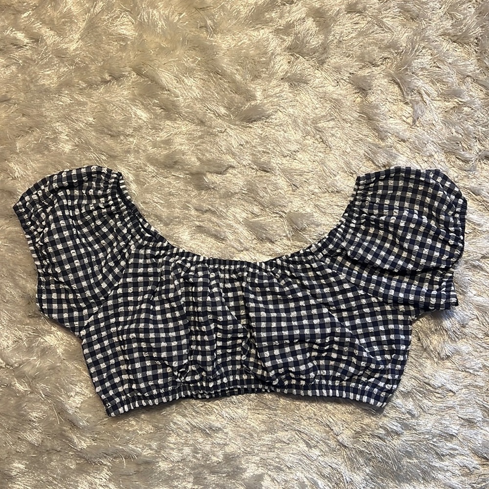 j crew crop top bathing suit blue and white pattern never  worn